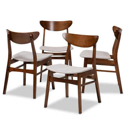 Walnut Brown Finished Wood 4-Piece Dining Chair Set