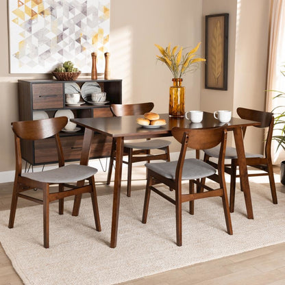 Walnut Brown Finished Wood 5-Piece Dining Set