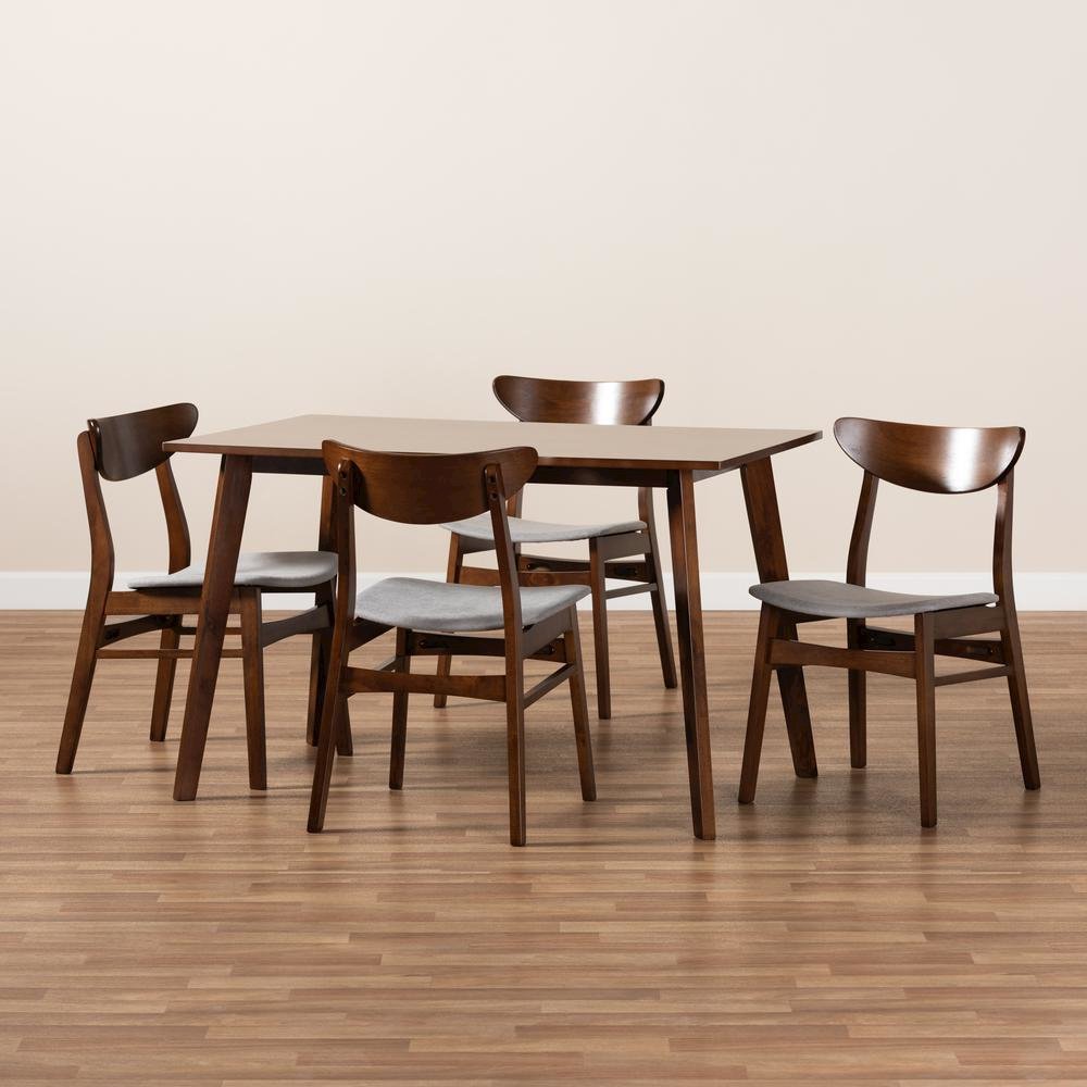 Walnut Brown Finished Wood 5-Piece Dining Set