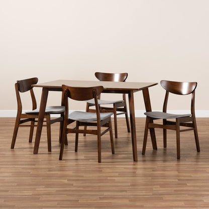 Walnut Brown Finished Wood 5-Piece Dining Set