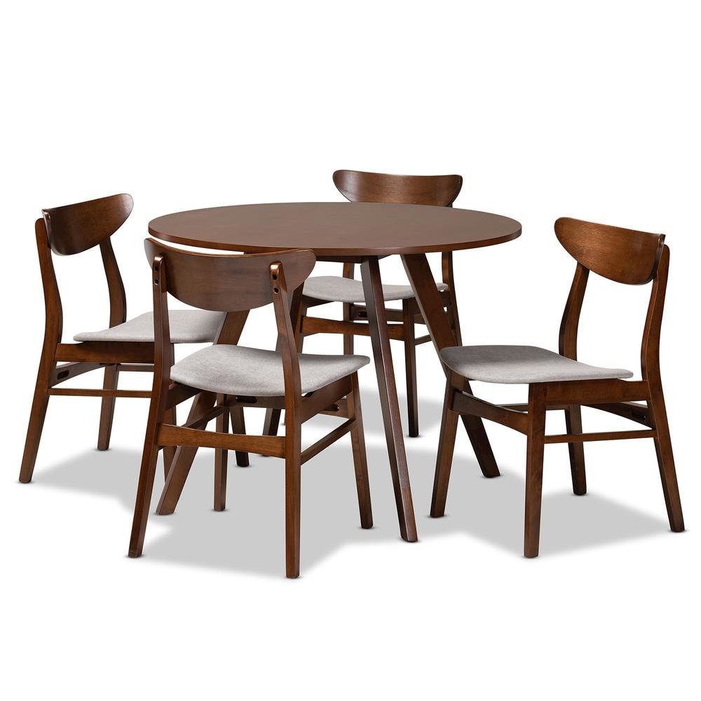 Walnut Brown Finished Wood 5-Piece Dining Set