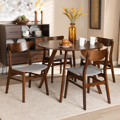 Walnut Brown Finished Wood 5-Piece Dining Set