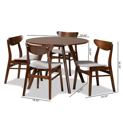 Walnut Brown Finished Wood 5-Piece Dining Set