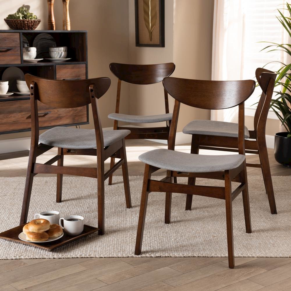 Walnut Brown Finished Wood 4-Piece Dining Chair Set