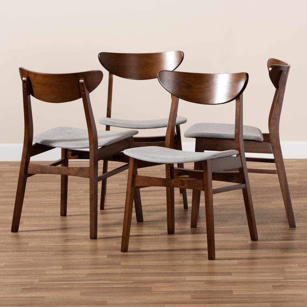 Walnut Brown Finished Wood 4-Piece Dining Chair Set