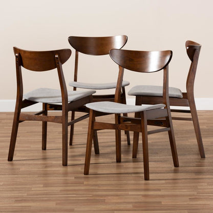 Walnut Brown Finished Wood 4-Piece Dining Chair Set