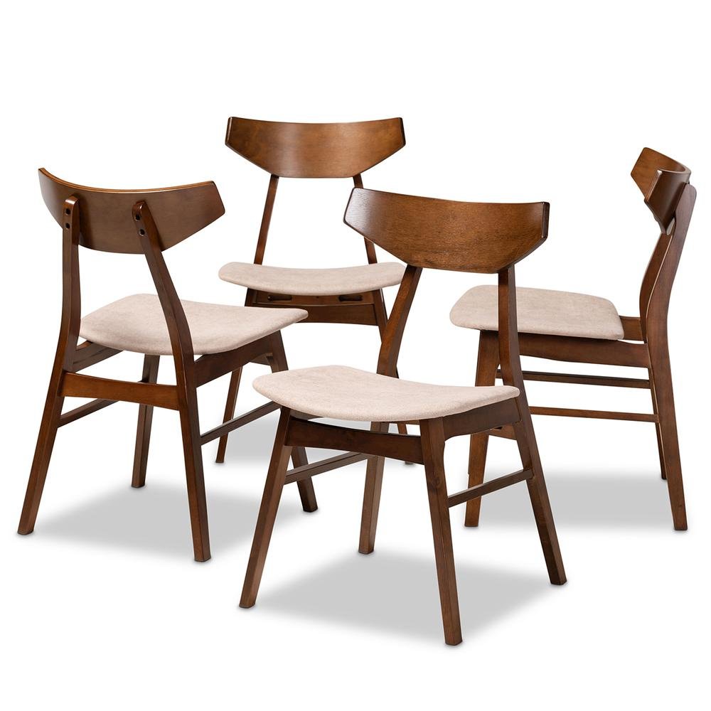 Walnut Brown Finished Wood 4-Piece Dining Chair Set