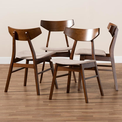 Walnut Brown Finished Wood 4-Piece Dining Chair Set