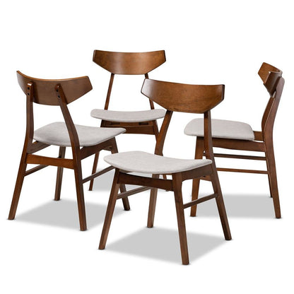 Walnut Brown Finished Wood 4-Piece Dining Chair Set