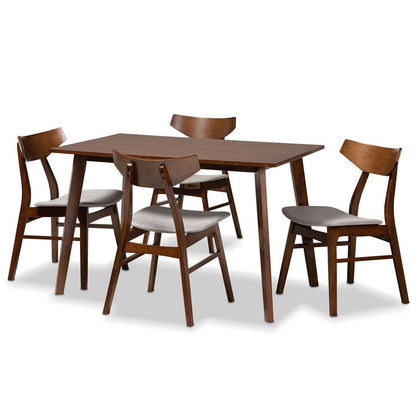 Walnut Brown Finished Wood 5-Piece Dining Set