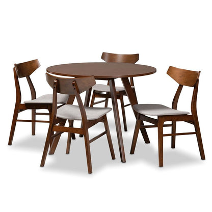 Walnut Brown Finished Wood 5-Piece Dining Set