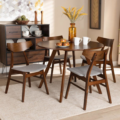 Walnut Brown Finished Wood 5-Piece Dining Set