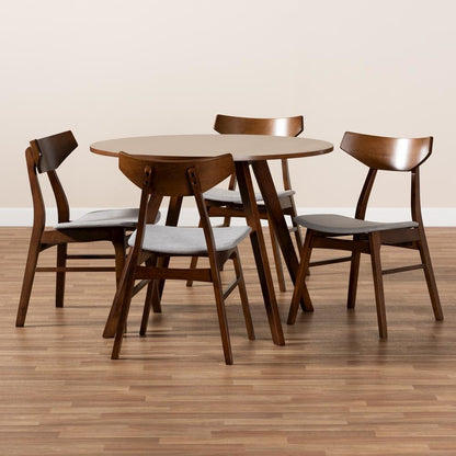 Walnut Brown Finished Wood 5-Piece Dining Set