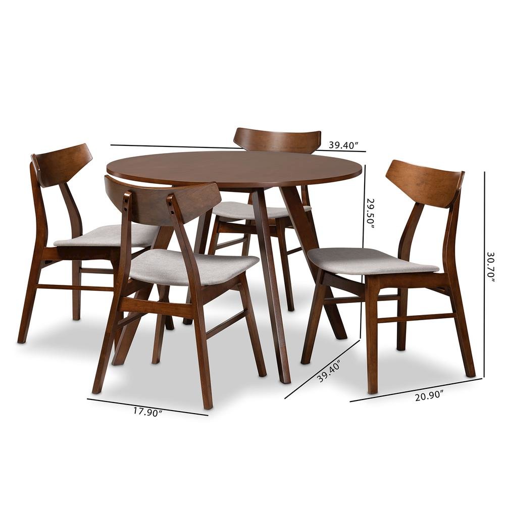 Walnut Brown Finished Wood 5-Piece Dining Set