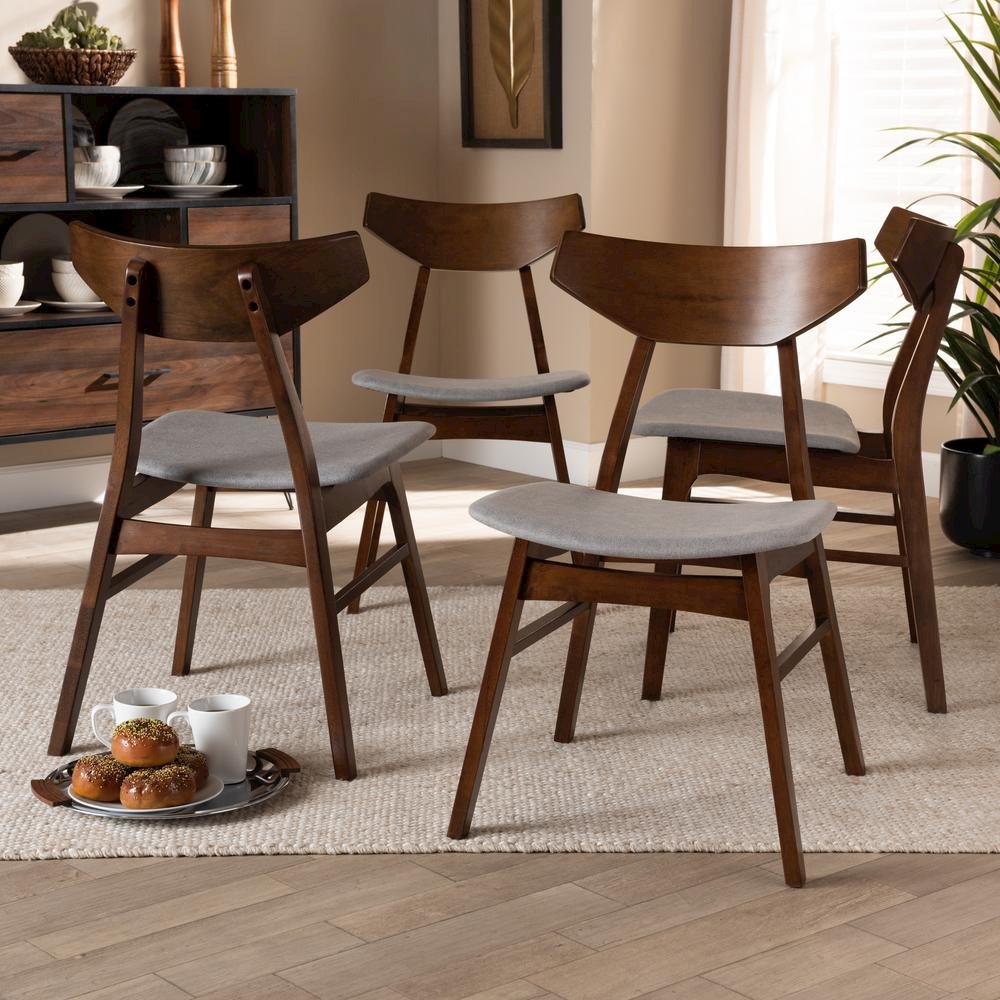 Walnut Brown Finished Wood 4-Piece Dining Chair Set