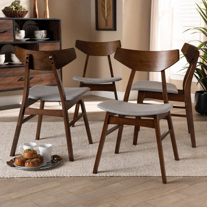 Walnut Brown Finished Wood 4-Piece Dining Chair Set