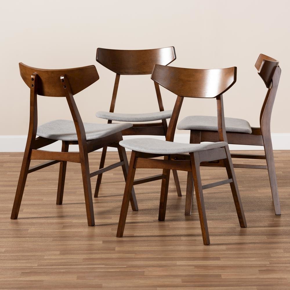 Walnut Brown Finished Wood 4-Piece Dining Chair Set