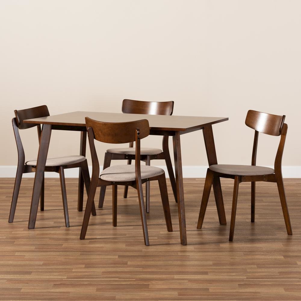 Walnut Brown Finished Wood 5-Piece Dining Set