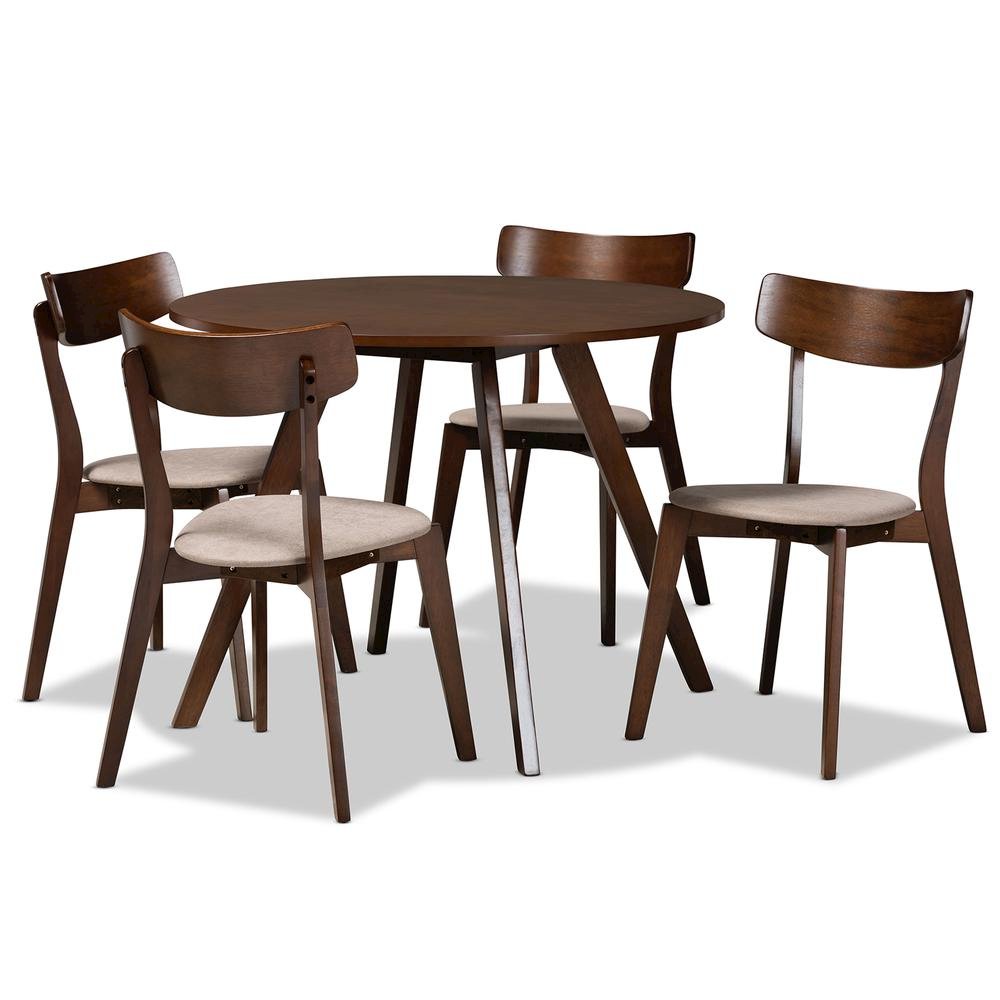Walnut Brown Finished Wood 5-Piece Dining Set