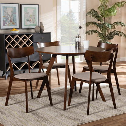 Walnut Brown Finished Wood 5-Piece Dining Set
