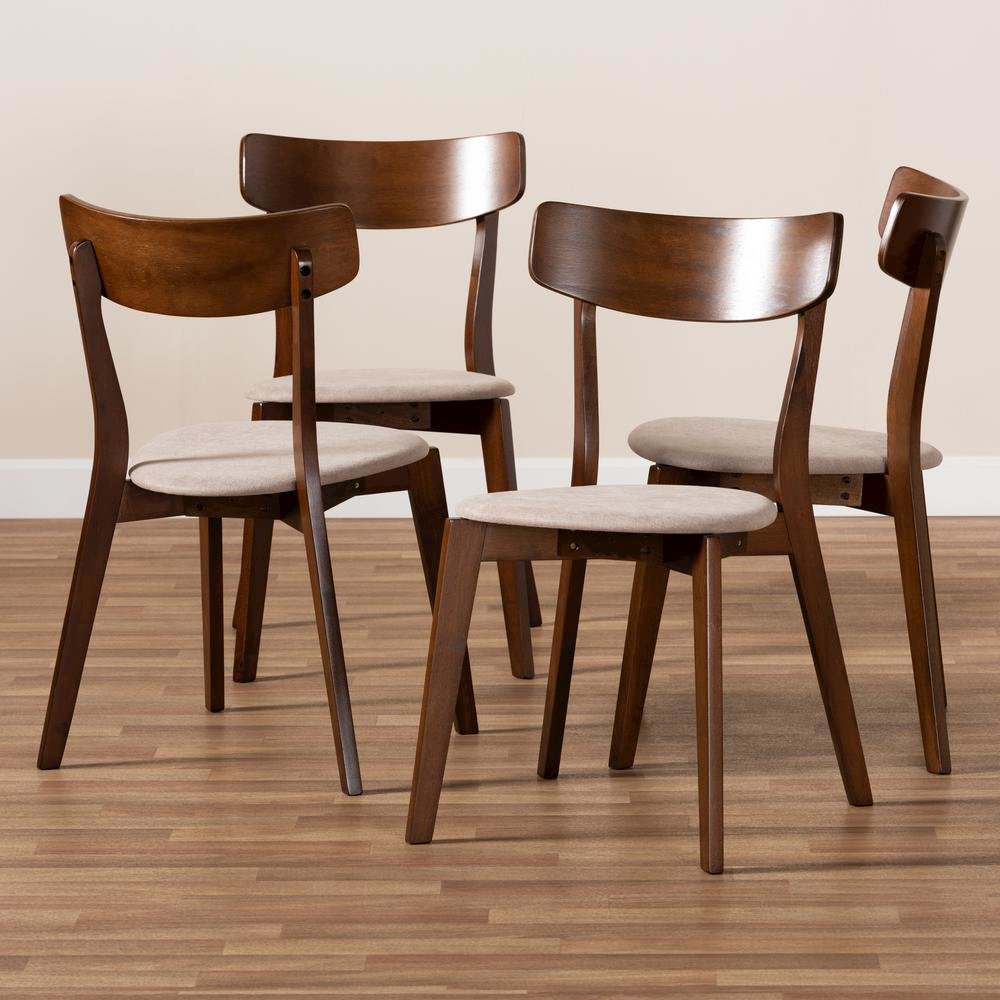 Walnut Brown Finished Wood 4-Piece Dining Chair Set