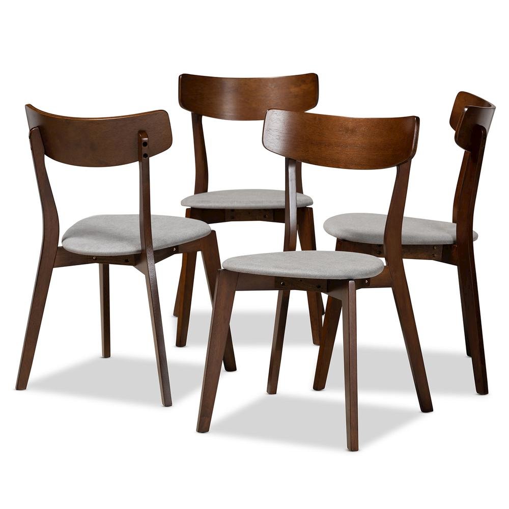 Walnut Brown Finished Wood 4-Piece Dining Chair Set