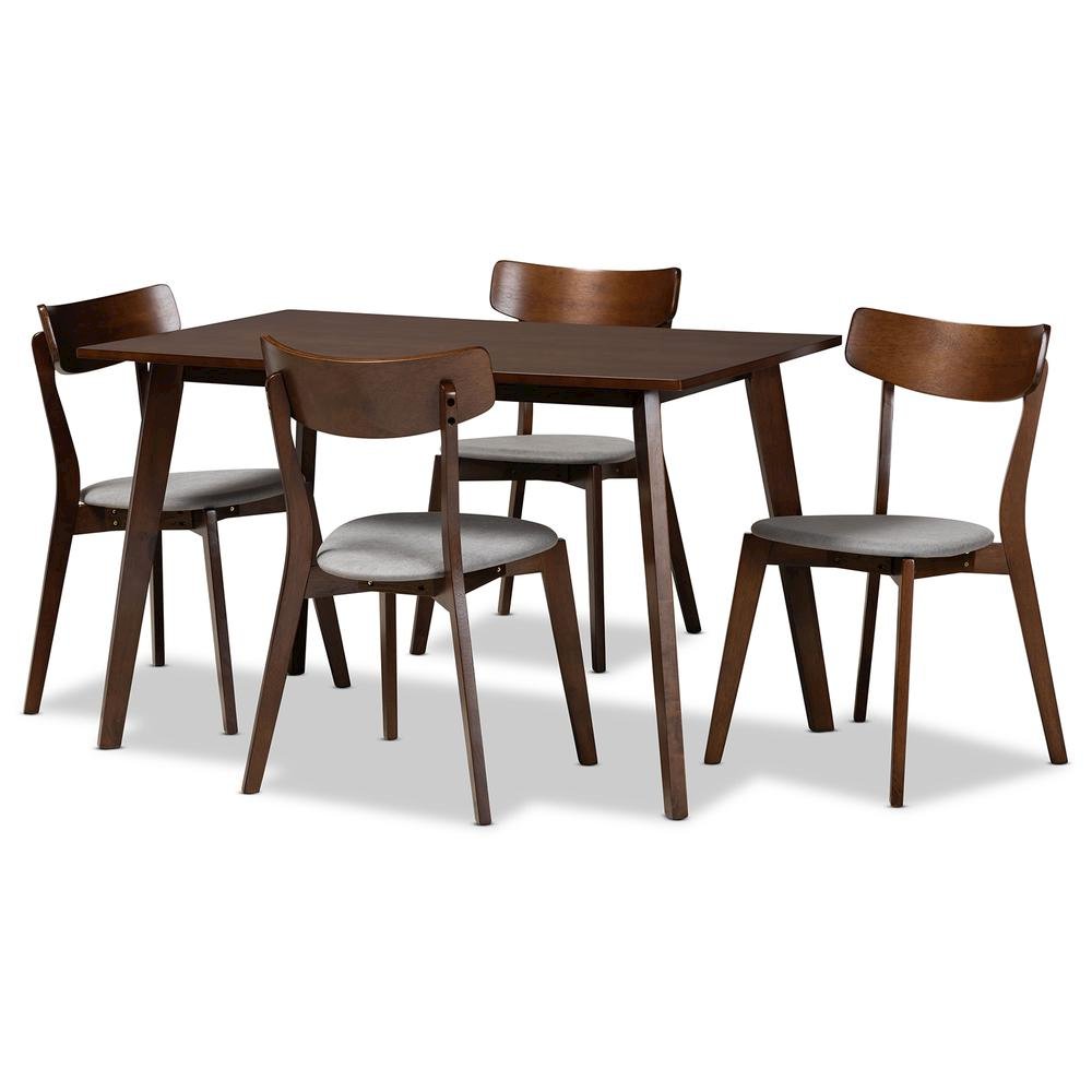 Walnut Brown Finished Wood 5-Piece Dining Set