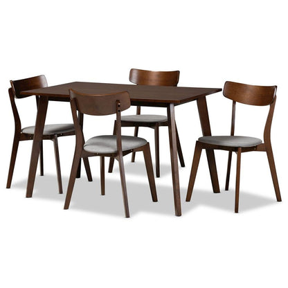 Walnut Brown Finished Wood 5-Piece Dining Set