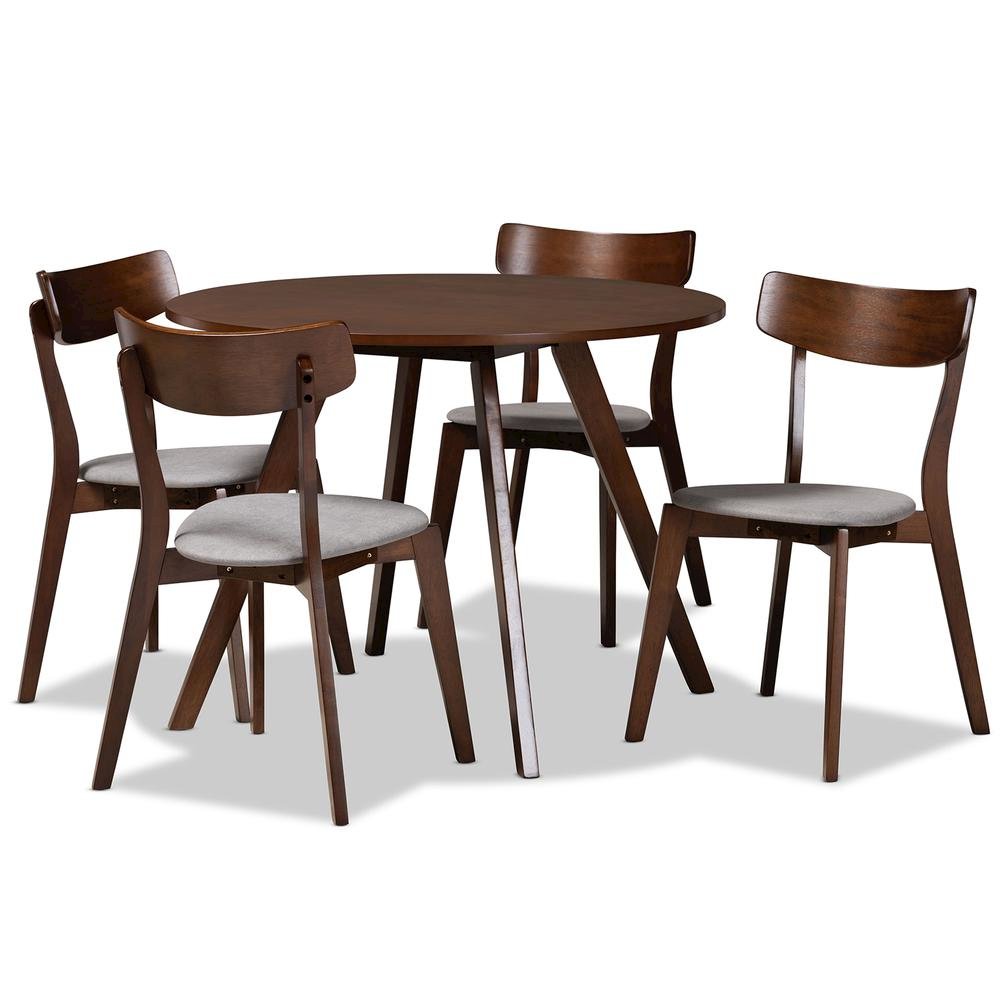 Walnut Brown Finished Wood 5-Piece Dining Set