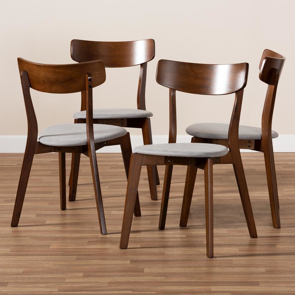 Walnut Brown Finished Wood 4-Piece Dining Chair Set