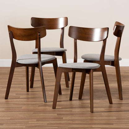 Walnut Brown Finished Wood 4-Piece Dining Chair Set