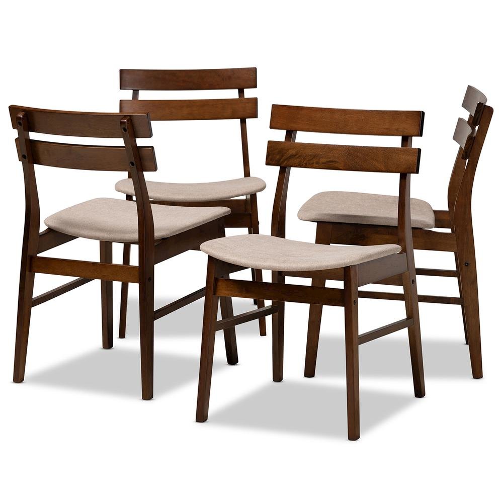 Walnut Brown Finished Wood 4-Piece Dining Chair Set