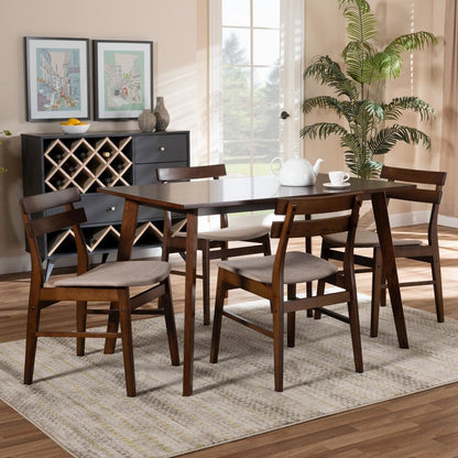 Walnut Brown Finished Wood 5-Piece Dining Set