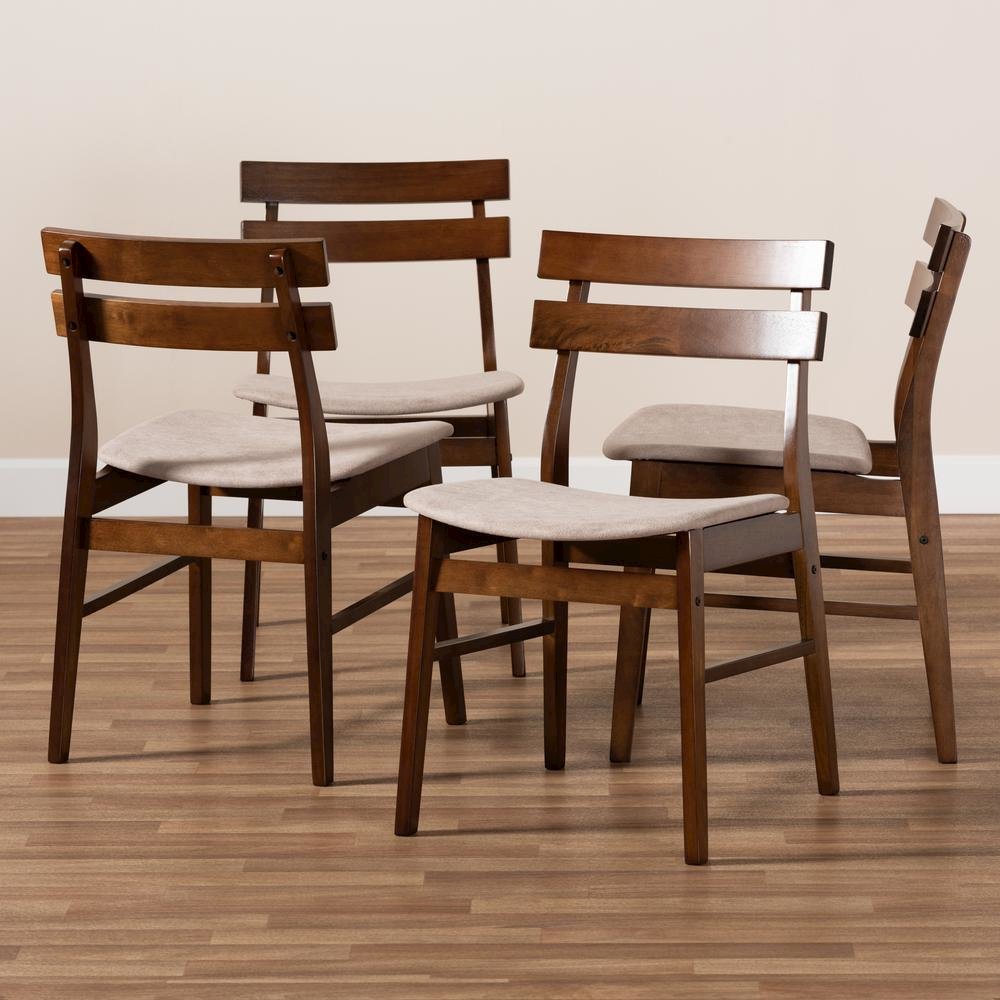 Walnut Brown Finished Wood 4-Piece Dining Chair Set