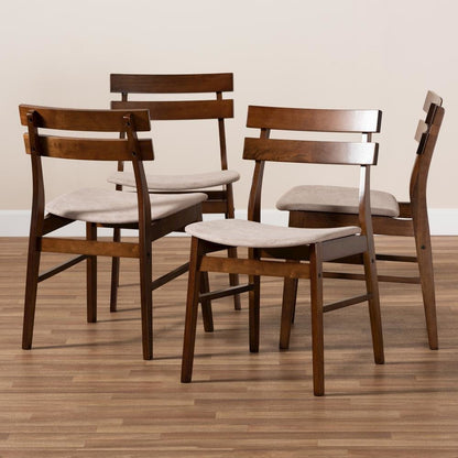Walnut Brown Finished Wood 4-Piece Dining Chair Set