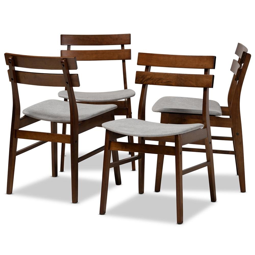 Walnut Brown Finished Wood 4-Piece Dining Chair Set