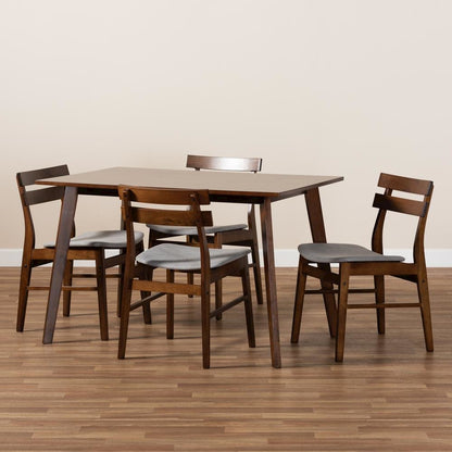 Walnut Brown Finished Wood 5-Piece Dining Set