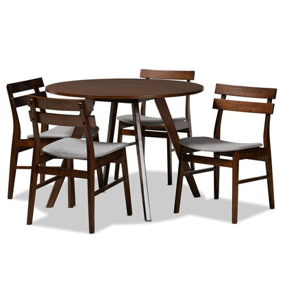 Walnut Brown Finished Wood 5-Piece Dining Set