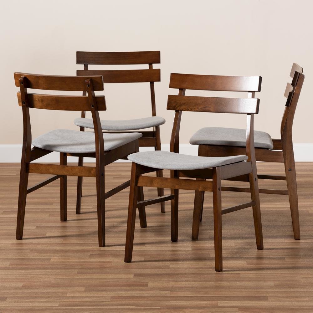 Walnut Brown Finished Wood 4-Piece Dining Chair Set