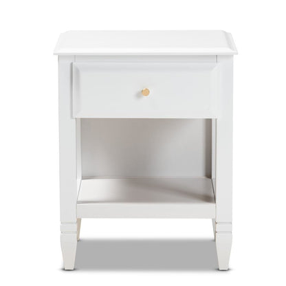 Naomi Classic and Transitional White Finished Wood 1-Drawer Bedroom Nightstand