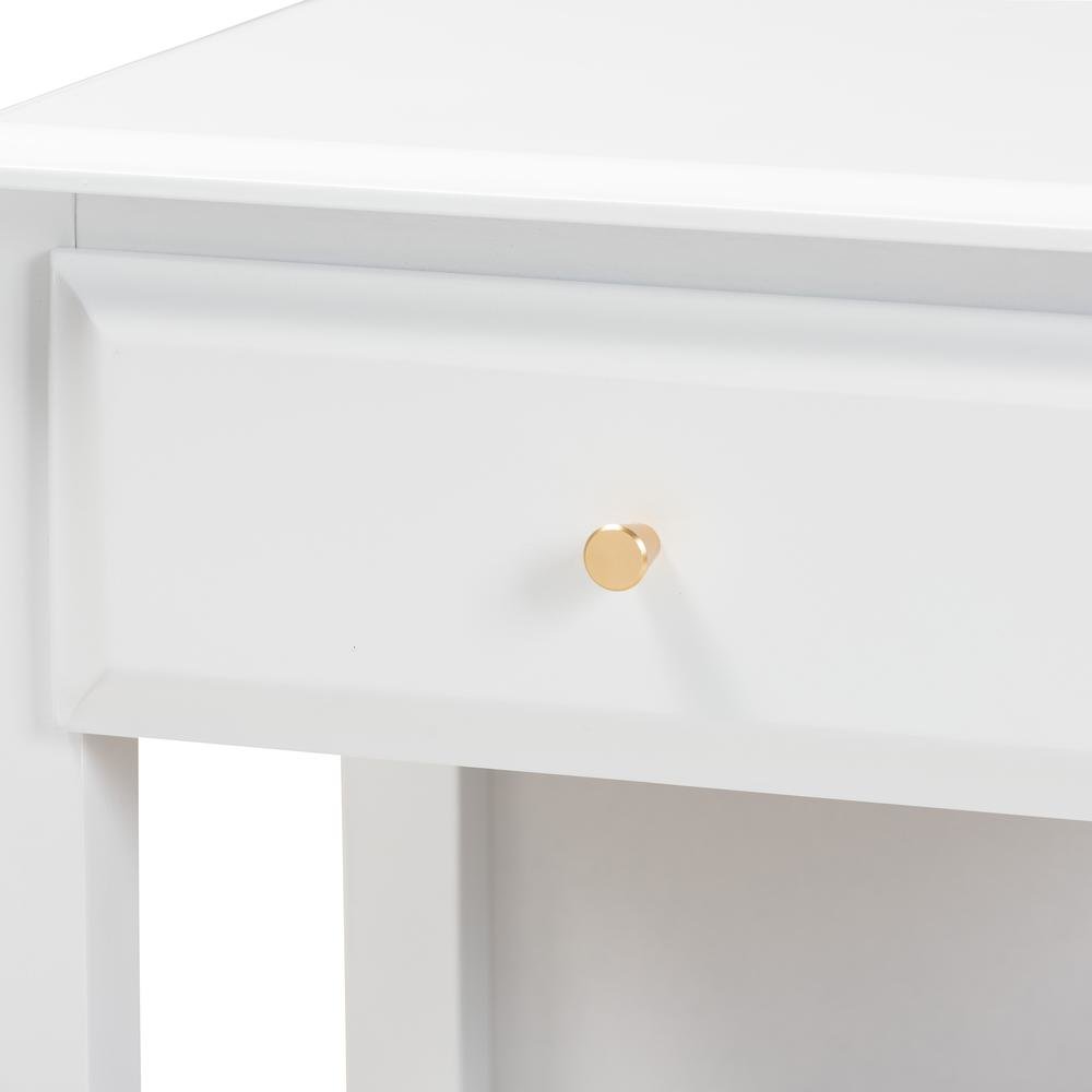 Naomi Classic and Transitional White Finished Wood 1-Drawer Bedroom Nightstand