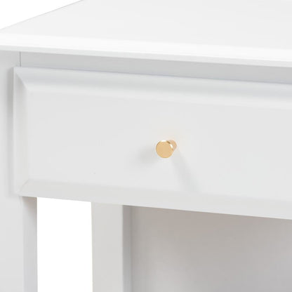 Naomi Classic and Transitional White Finished Wood 1-Drawer Bedroom Nightstand