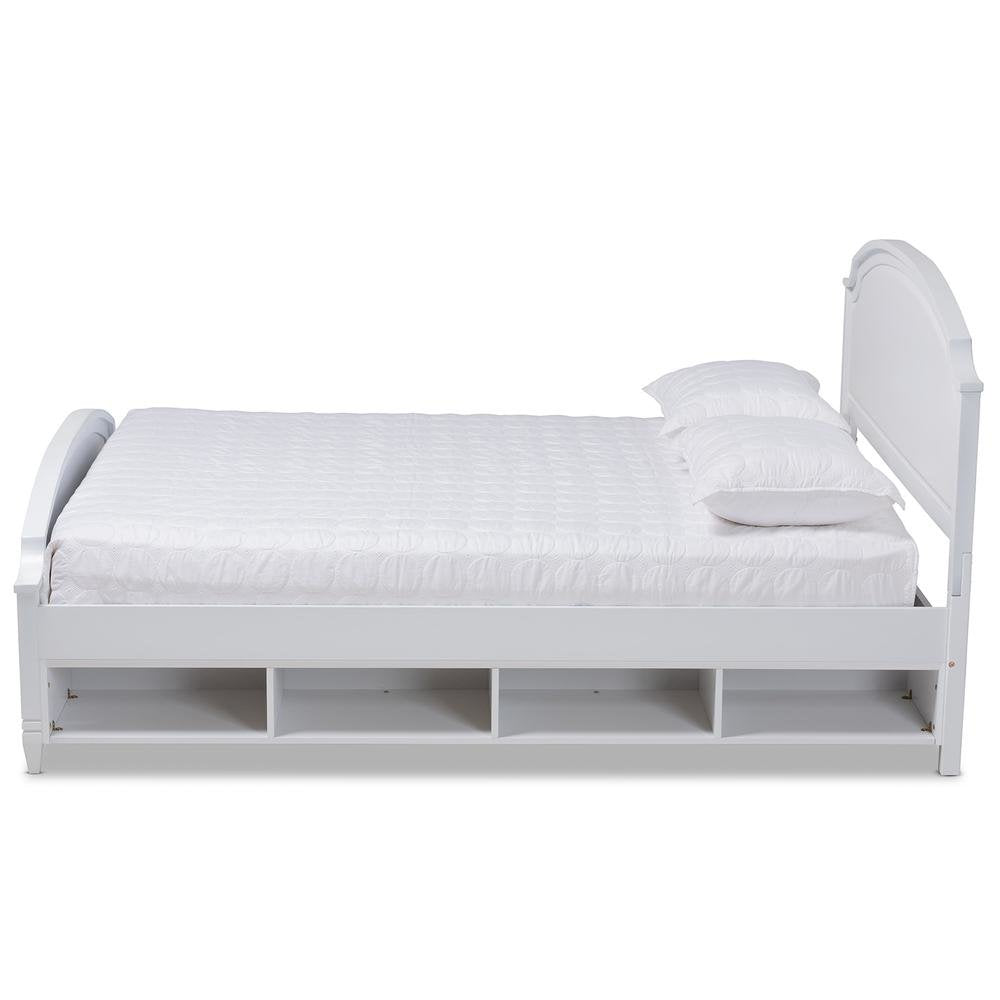 Traditional Transitional White Finished Wood Full Size Storage Platform Bed