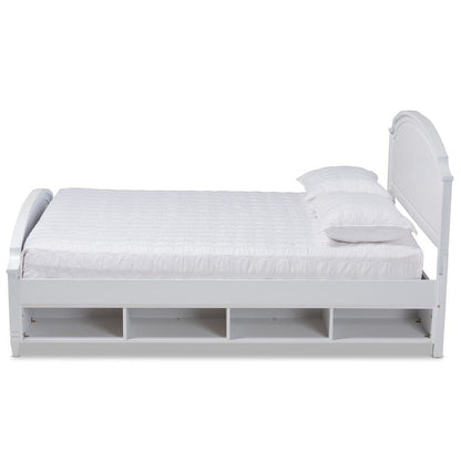 Traditional Transitional White Finished Wood Full Size Storage Platform Bed