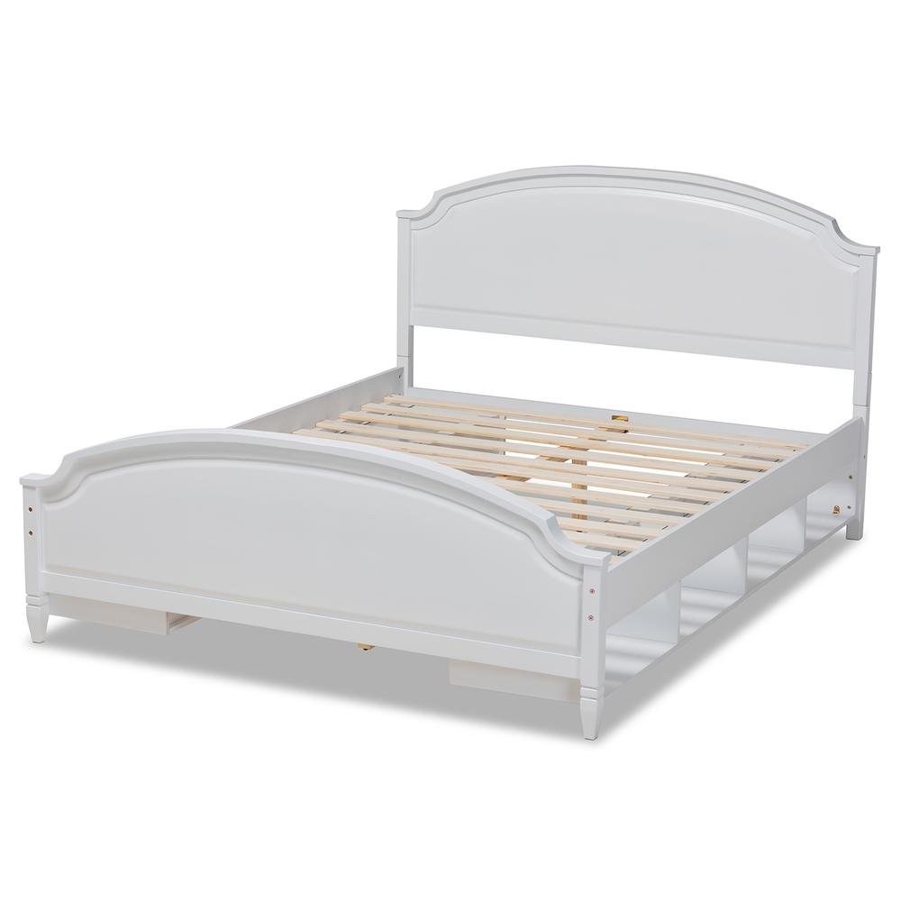 Traditional Transitional White Finished Wood Full Size Storage Platform Bed