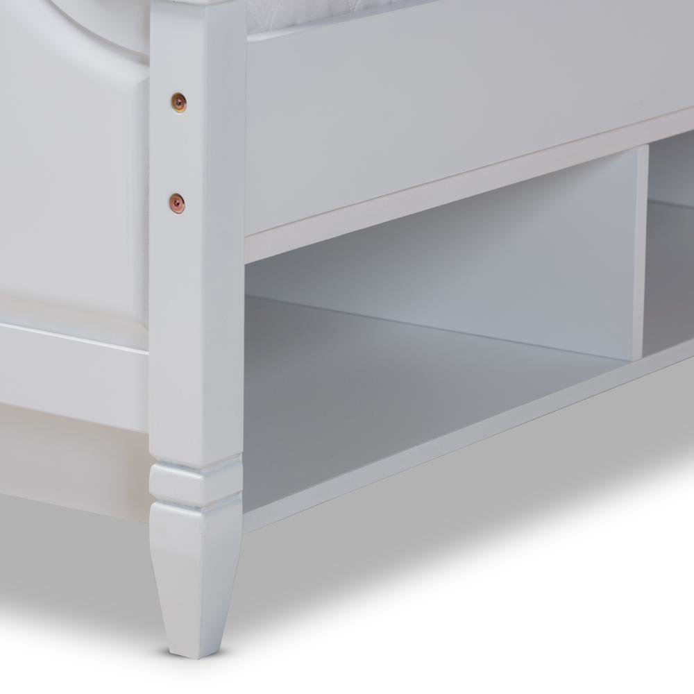 Traditional Transitional White Finished Wood Full Size Storage Platform Bed