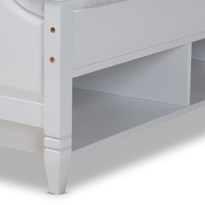 Traditional Transitional White Finished Wood Full Size Storage Platform Bed