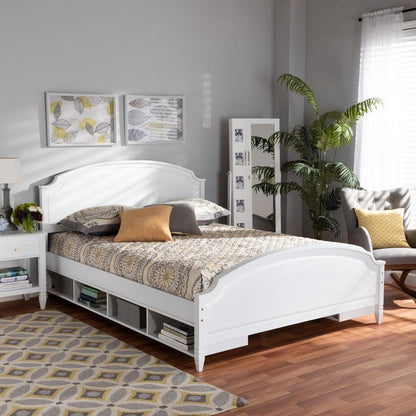 Traditional Transitional White Finished Wood Full Size Storage Platform Bed
