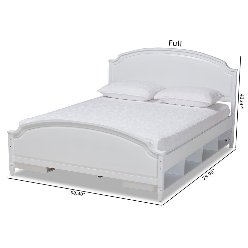 Traditional Transitional White Finished Wood Full Size Storage Platform Bed