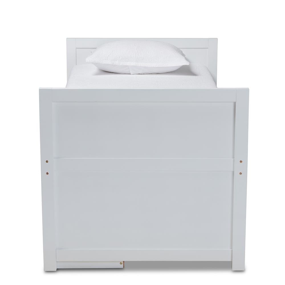 White Finished Wood 5-Drawer Twin Size Storage Bed with Pull-Out Desk